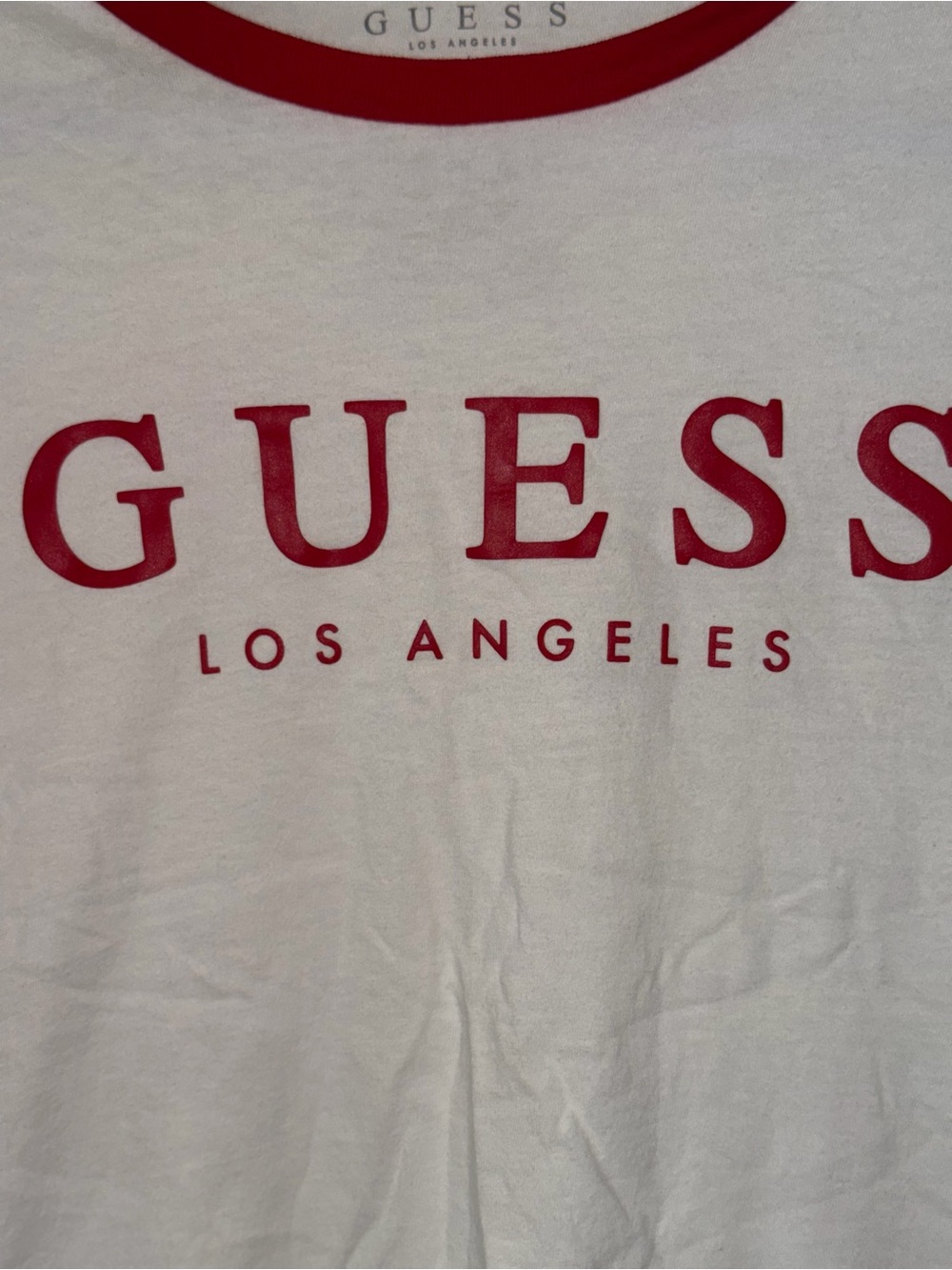 GUESS White & Red Logo Ringer Tee - Picture 2 of 6